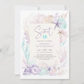 海の下の人魚 スイート16の誕生日 招待状 (正面)