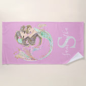 海の下の人魚 ビーチタオル (正面)