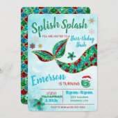 海の下の人魚、冬、クリスマスの招待 招待状 (正面/裏面)