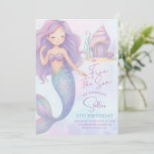 海の下の人魚 海の紫の少女 5歳の誕生日 招待状 (スタンド正面)