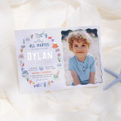 海の下の光沢のある海賊の写真誕生日 箔招待状