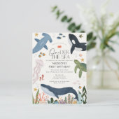 海の下の冒険へようこそ 誕生日招待状 ポストカード (スタンド正面)