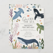 海の下の冒険 誕生日招待状 ポストカード (正面/裏面)