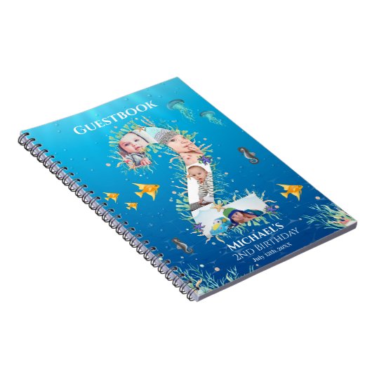 海の下の写真コラージュの大きな2番目の誕生日 ノートブック (右側)