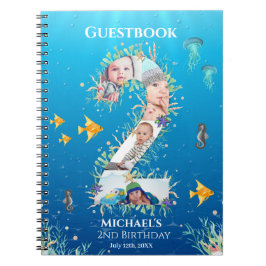 海の下の写真コラージュの大きな2番目の誕生日 ノートブック