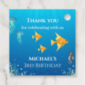 海の下の写真コラージュの大きな3番目の誕生日 フェイバータグ (裏面)