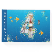 海の下の写真コラージュの大きな4歳の誕生日