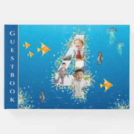 海の下の写真コラージュの大きな4歳の誕生日 ゲストブック