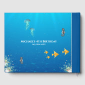 海の下の写真コラージュの大きな4歳の誕生日 ゲストブック (裏面)