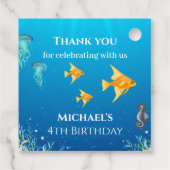 海の下の写真コラージュの大きな4歳の誕生日 フェイバータグ (裏面)