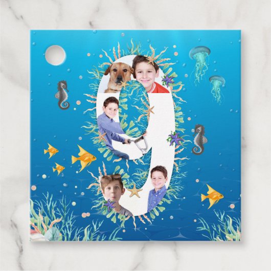 海の下の写真コラージュ大9誕生日 フェイバータグ (正面)