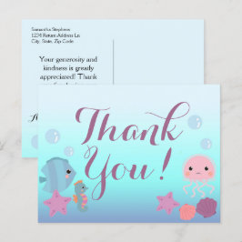 海の下の動物ベイビーシャワーの感謝カード ポストカード