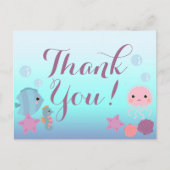 海の下の動物ベイビーシャワー感謝カード ポストカード (正面)
