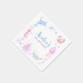 海の下の動物子供の誕生日 スタンダードカクテルナプキン (角)