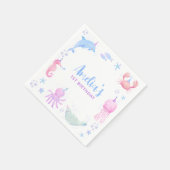 海の下の動物子供の誕生日 スタンダードカクテルナプキン (角)