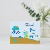 海の下の可愛いおもしろいお感謝していはきがき ポストカード (スタンド正面)