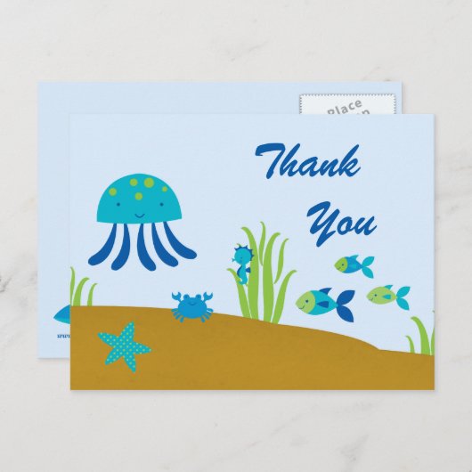 海の下の可愛いおもしろいお感謝していはきがき ポストカード (正面/裏面)