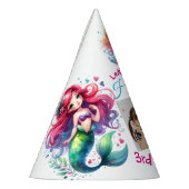 海の下の可愛い人魚の写真子供の誕生日 パーティーハット (左)