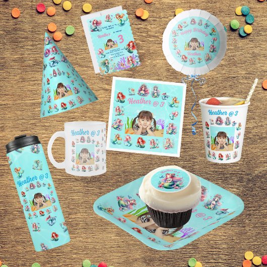 海の下の可愛い人魚の写真子供の誕生日 パーティーハット