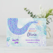 海の下の可愛い人魚マジカル誕生日 招待状 (スタンド正面)