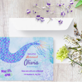 海の下の可愛い人魚マジカル誕生日 招待状