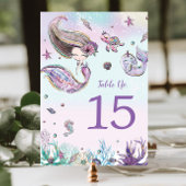 海の下の可愛い人魚誕生日赤ちゃんシャワー テーブルナンバー