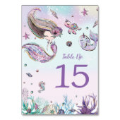 海の下の可愛い人魚誕生日赤ちゃんシャワー テーブルナンバー (裏面)