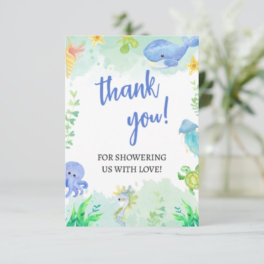 海の下の夏の赤ちゃんシャワーありがとう サンキューカード (スタンド正面)