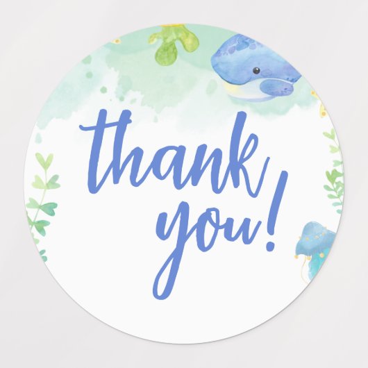 海の下の夏の赤ちゃんシャワーありがとう ラベル (デザイン1)