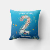 海の下の大きな第2の誕生日フォトコラージュ クッション (裏面)