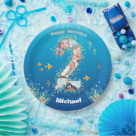 海の下の大きな第2の誕生日フォトコラージュ ペーパープレート