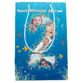 海の下の大きな第2の誕生日フォトコラージュ ミディアムペーパーバッグ (正面)