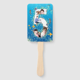 海の下の大きな第5誕生日写真コラージュ ハンドファン