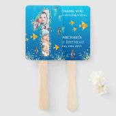 海の下の大きな1歳の誕生日フォトコラージュ ハンドファン (正面&裏面)