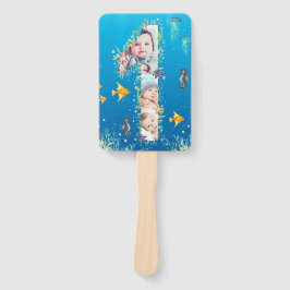 海の下の大きな1歳の誕生日フォトコラージュ ハンドファン