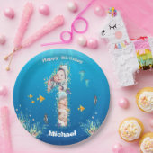 海の下の大きな1歳の誕生日フォトコラージュ ペーパープレート (パーティー)