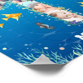 海の下の大きな1歳の誕生日フォトコラージュ ポスター (角)