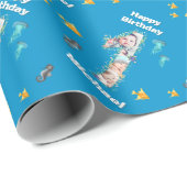 海の下の大きな1歳の誕生日フォトコラージュ ラッピングペーパー (ロールコーナー)