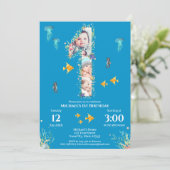 海の下の大きな1歳の誕生日フォトコラージュ 招待状 (スタンド正面)