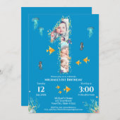 海の下の大きな1歳の誕生日フォトコラージュ 招待状 (正面/裏面)