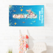 海の下の大きな1歳の誕生日フォトコラージュ 横断幕 (インサイチュ)