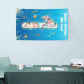海の下の大きな1歳の誕生日フォトコラージュ 横断幕 (トレードショー)