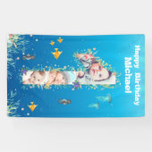 海の下の大きな1歳の誕生日フォトコラージュ 横断幕 (横)