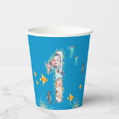 海の下の大きな1歳の誕生日フォトコラージュ 紙コップ (正面)