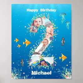 海の下の大きな2番目の誕生日の写真 ポスター