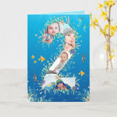 海の下の大きな2番目の誕生日フォトコラージュ カード (黄色い花)