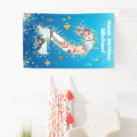 海の下の大きな2番目の誕生日フォトコラージュ 横断幕 (インサイチュ)