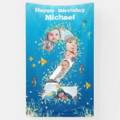 海の下の大きな2番目の誕生日フォトコラージュ 横断幕 (縦)