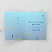 海の下の大きな3歳の誕生日フォトコラージュ カード (内部)