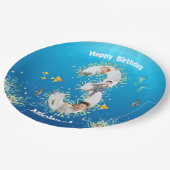 海の下の大きな3歳の誕生日フォトコラージュ ペーパープレート (アングル)